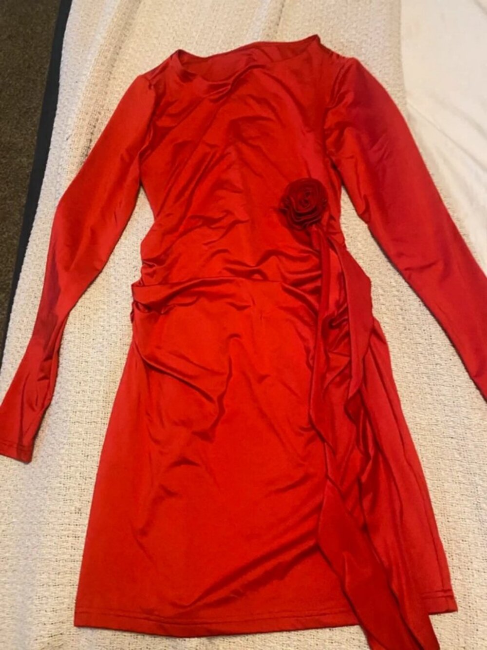 Red dress with cute flower on side